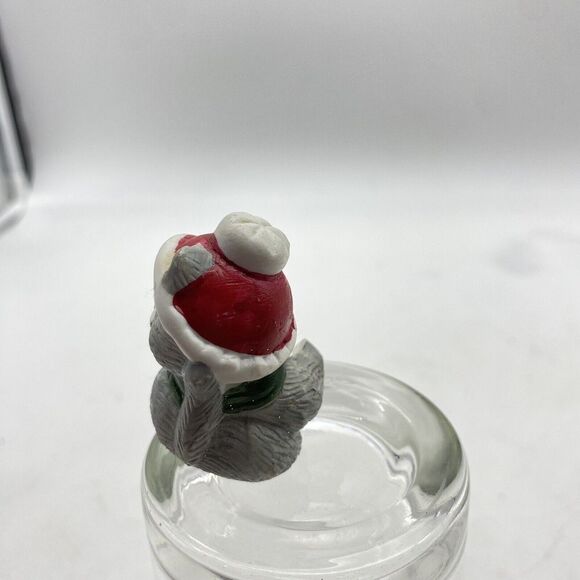 Vintage Christmas Cat Candle Hugger Climber Kitty in Santa Hat Ceramic Cat Lady - Picture 5 of 8